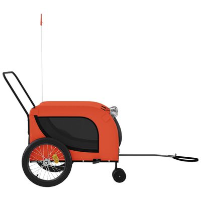 vidaXL Reboque bicicleta p/ animais tecido oxford/ferro laranja/preto