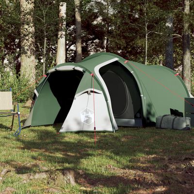 vidaXL Tenda de campismo p/ 4 pessoas 360x140x105 cm tafetá 185T verde