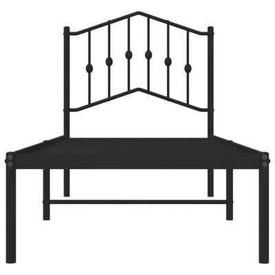 vidaXL Estrutura de cama metal s/ colchão c/ cabeceira 75x190 cm preto