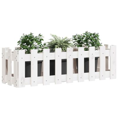 vidaXL Canteiro elevado design cerca 100x30x30 cm pinho maciço branco