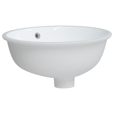 vidaXL Lavatório casa de banho oval 37x31x17,5 cm cerâmica branco
