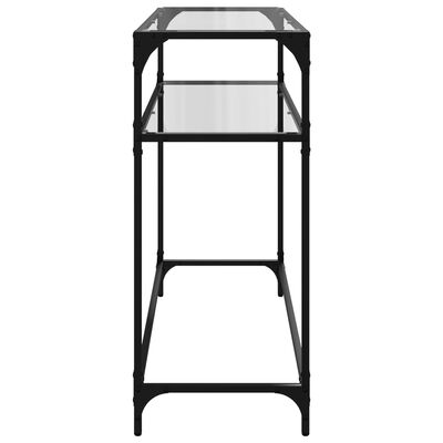 vidaXL Mesa consola com tampo em vidro transparente 98x35x81 cm aço