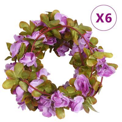 vidaXL Grinaldas de flores de Natal 6 pcs 250 cm roxo claro