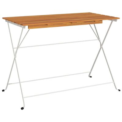 vidaXL Mesa de bistrô dobrável 100x54x71 cm acácia maciça e aço