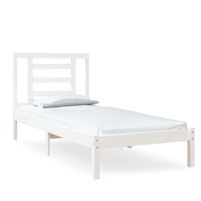 vidaXL Estrutura cama pequena solteiro 75x190 cm madeira maciça branco