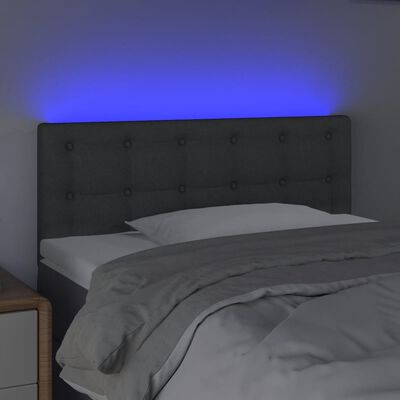 vidaXL Cabeceira de cama c/ luzes LED tecido 80x5x78/88cm cinza-escuro