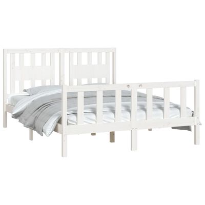 vidaXL Estrutura de cama com cabeceira 120x200 cm pinho maciço branco
