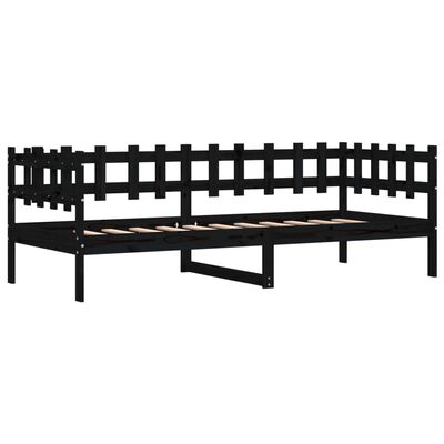 vidaXL Sofá-cama 80x200 cm madeira de pinho maciça preto