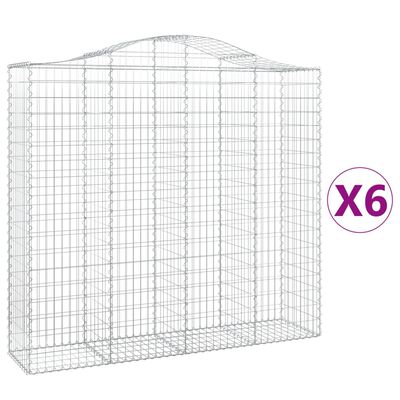 vidaXL Cestos gabião arqueados 6pcs 200x50x180/200cm ferro galvanizado