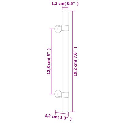 vidaXL Puxadores para móveis 20 pcs 128 mm aço inoxidável preto