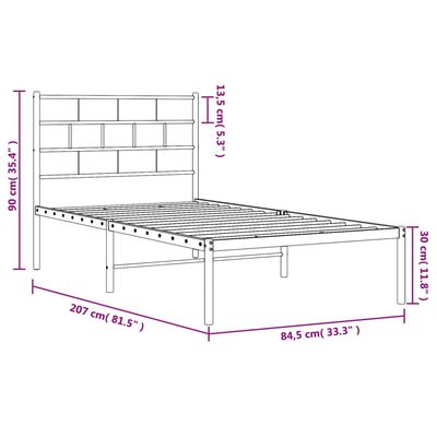 vidaXL Estrutura de cama com cabeceira 80x200 cm metal branco