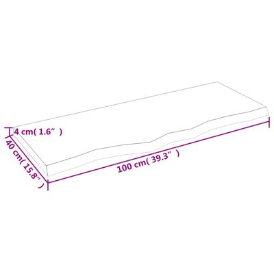 vidaXL Tampo de mesa 100x40x(2-4) cm carvalho tratado castanho-claro