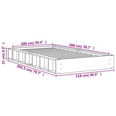 vidaXL Cama sem colchão 100x200 cm pinho maciço castanho-mel