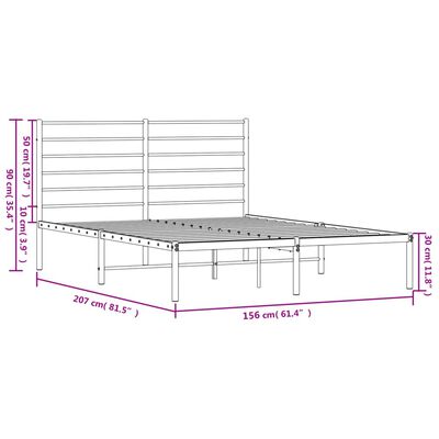 vidaXL Estrutura de cama em metal com cabeceira 150x200 cm preto