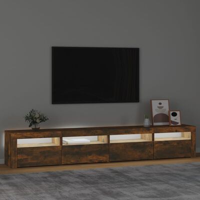 vidaXL Móvel de TV com luzes LED 240x35x40 cm carvalho fumado