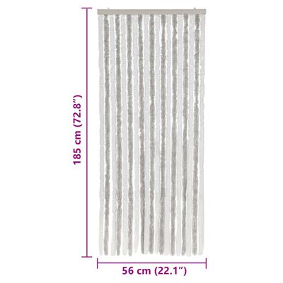 vidaXL Cortina anti-insetos 56x185 cm chenille cinzento e branco