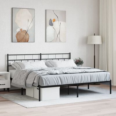 vidaXL Estrutura de cama com cabeceira 183x213 cm metal preto