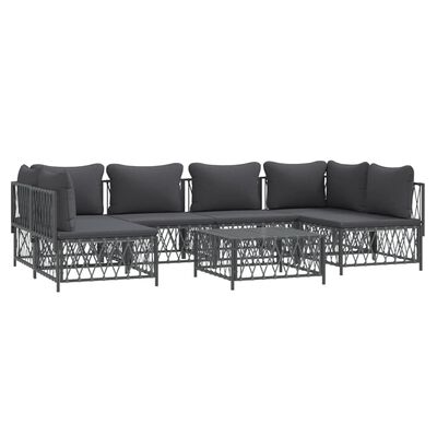 vidaXL 7 pcs conjunto lounge de jardim com almofadões aço antracite