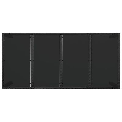 vidaXL Mesa de jardim com tampo de vidro 190x90x75 cm vime PE preto