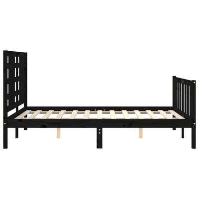 vidaXL Estrutura de cama com cabeceira 120x200cm madeira maciçao preto