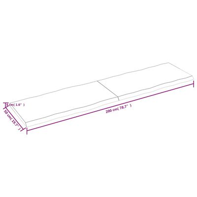 vidaXL Tampo de mesa com bordas vivas carvalho tratado castanho-claro