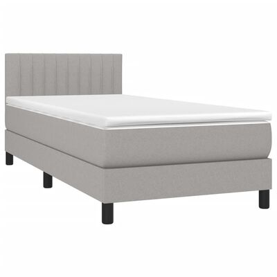 vidaXL Cama com molas/colchão 90x200 cm tecido cinza-claro