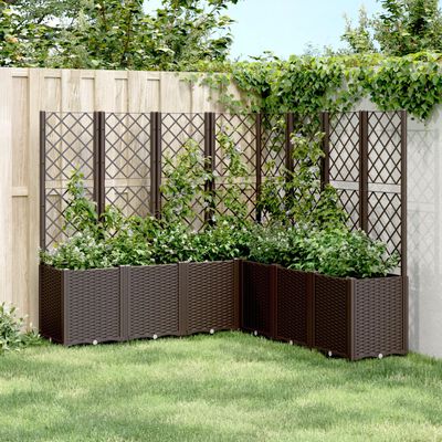 vidaXL Vaso/floreira de jardim c/ treliça 160x160x140 cm PP castanho