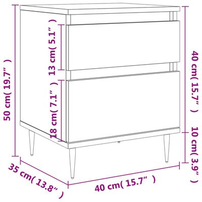 vidaXL Mesas de cabeceira 2pcs derivados de madeira carvalho sonoma