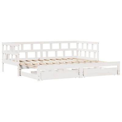 vidaXL Sofá-cama c/ gavetão e gavetas branco 80x200cm madeira de pinho