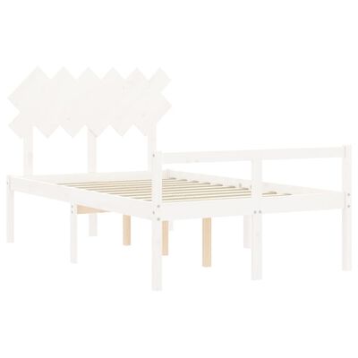 vidaXL Cama de casal para idosos com cabeceira madeira maciça branco