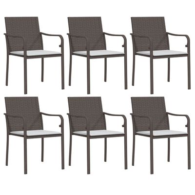 vidaXL 7 pcs conjunto de jantar p/ jardim c/ almofadões vime PE e aço