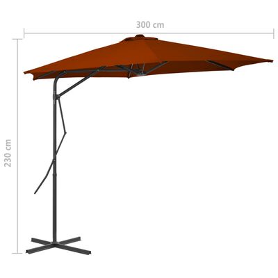 vidaXL Guarda-sol de jardim com poste de aço 300x230 cm terracota