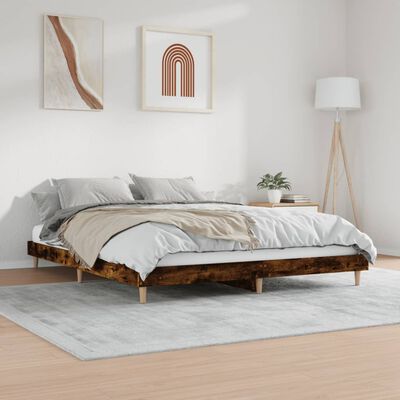 vidaXL Estrutura de cama 200x200 cm derivados madeira carvalho fumado