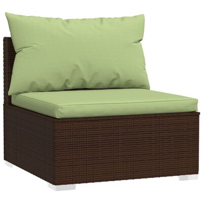 vidaXL 11 pcs conjunto lounge de jardim c/ almofadões vime PE castanho