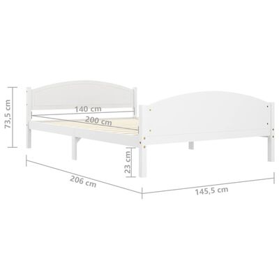 vidaXL Estrutura de cama 140x200 cm pinho maciço branco