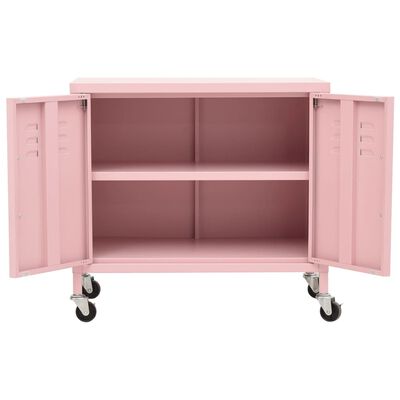 vidaXL Armário de arrumação aço 60x35x56 cm rosa