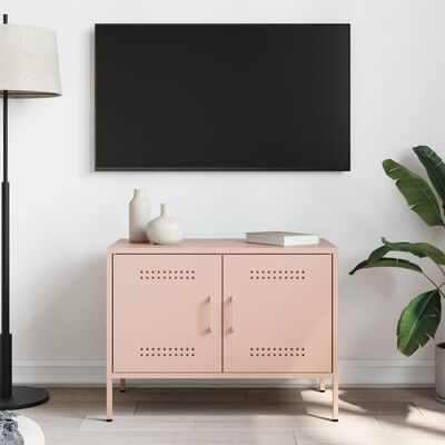 vidaXL Móvel de TV 68x39x50,5 cm aço rosa