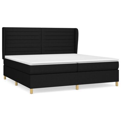 vidaXL Cama com molas/colchão 200x200 cm tecido preto