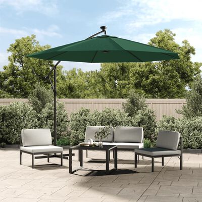 vidaXL Tecido de substituição p/ guarda-sol cantilever 350 cm verde