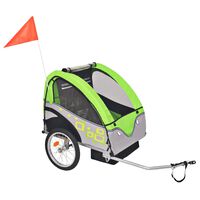 vidaXL Atrelado de bicicleta cinzento e verde 30 kg