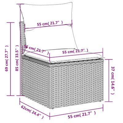 vidaXL 10 pcs conjunto sofás de jardim c/ almofadões vime PE preto