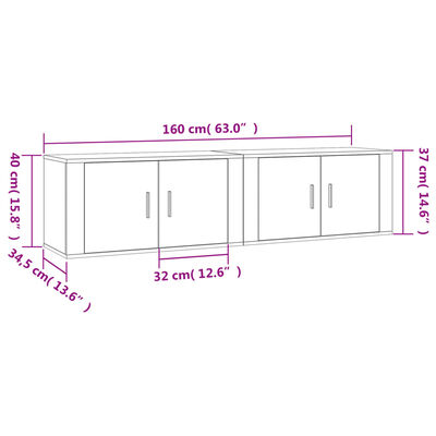 vidaXL Móveis de TV de parede 2 pcs 80x34,5x40 cm carvalho castanho