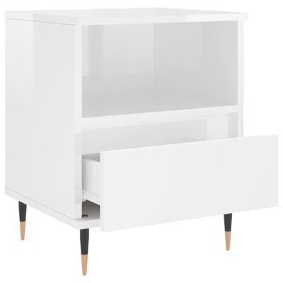 vidaXL Mesa de cabeceira 40x35x50cm derivados madeira branco brilhante