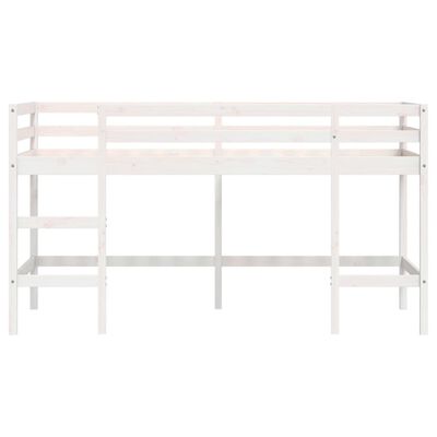 vidaXL Cama alta p/ criança c/ escada 80x200 cm pinho maciço branco