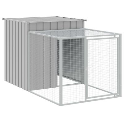 vidaXL Galinheiro com anexo 110x405x110 cm aço galvanizado cinza-claro