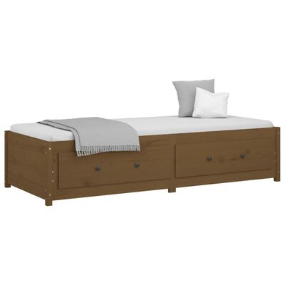 vidaXL Sofá-cama 90x200 cm madeira de pinho maciça castanho mel