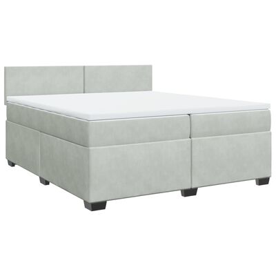 vidaXL Cama com molas/colchão 200x200 cm veludo cinzento-claro