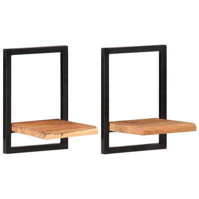 vidaXL Prateleiras de parede 2 pcs 25x25x35 cm acácia maciça e aço