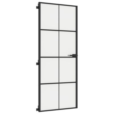 vidaXL Porta interior 83x201,5 cm vidro temperado e alumínio preto