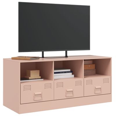 vidaXL Móvel de TV 99x39x44 aço rosa